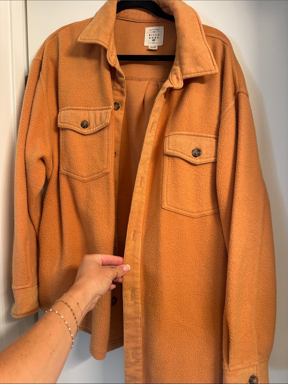 Rip Curl Lightweight Fleece Shacket in Burnt Orange